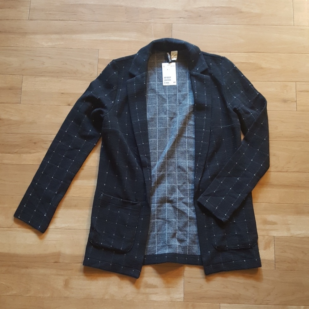 NWT Divided Black Plaid Blazer Cardigan